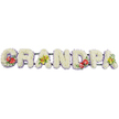 This image shows a long, elegant floral tribute spelling GRANDPA in large, three-dimensional capital letters, laid out in a single line against a pure white background that keeps the focus entirely on the flowers. Each letter is built in a solid block form and completely filled with dense clusters of white chrysanthemums, the small heads placed so close together that they form a plush, almost pillow-like surface, symbolising comfort, peace, and a loving farewell. At the base of each letter runs a delicate edging of pale lavender ribbon, peeping out as a slim band of lilac that outlines the shapes and introduces a soft hint of colour without breaking the calm, monochrome feel. The letters are joined by discreet dark green bars, which support the design while remaining largely hidden, allowing the tribute to read clearly from a distance, whether displayed in a Stanmore chapel or on a hearse. Four carefully positioned focal sprays add richer tones and texture, reflecting the individuality of the grandfather being remembered. On the first G, a bold arrangement of deep red anthuriums with glossy, heart-shaped petals and bright yellow centres is framed by dark green foliage, creating a passionate, loving statement. The initial A carries a cluster of yellow-green orchids, their graceful, arching blooms and intricate throats adding an air of elegance. The D echoes the G with another spray of crimson anthuriums and greenery, giving a visual heartbeat to the centre of the name. The final A repeats the yellow-green orchids and fresh foliage, providing balance and a sense of closure. This personalised GRANDPA floral display serves as a tender funeral or memorial tribute for families in Stanmore, expressing respect, remembrance, and enduring love.